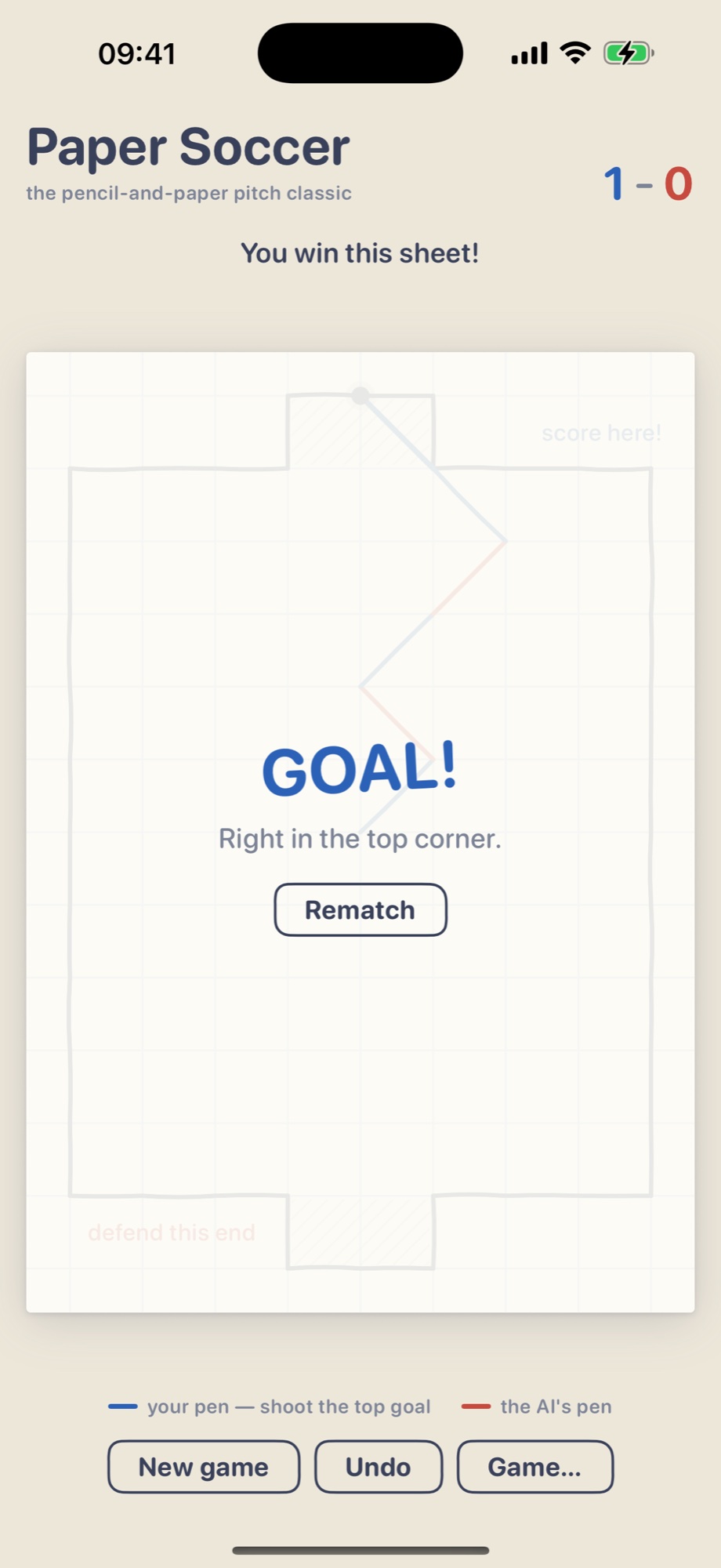 Paper Soccer — Pitch Classic screenshot
